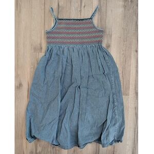 Hanna Andersson Light Blue Denim Smocked Tank Dress, Size 5 110cm (Z3)